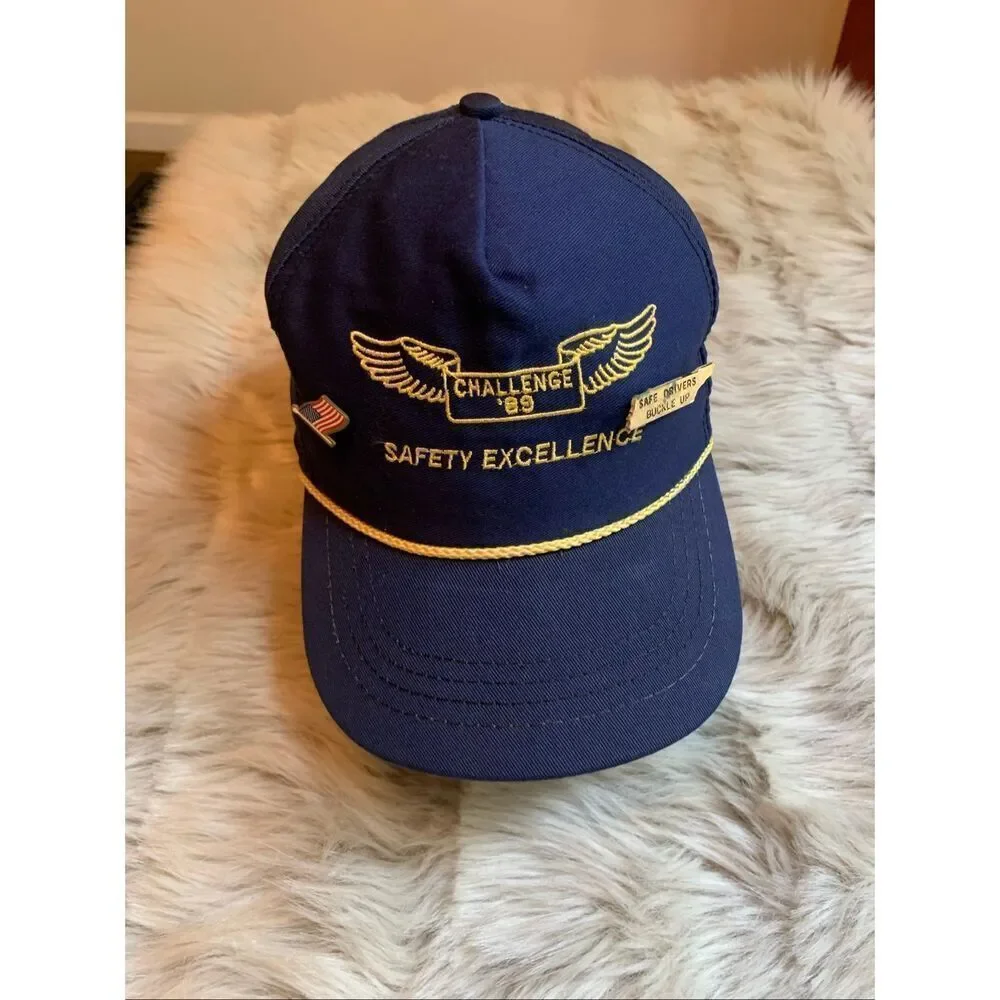 Vintage 1989 Safety Excellence Navy Blue Hat Cap
